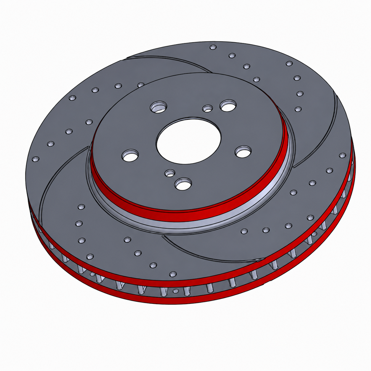 Technical CAD rendering of Neomatic replacement brake disc for the GR Yaris Small Brake Kit