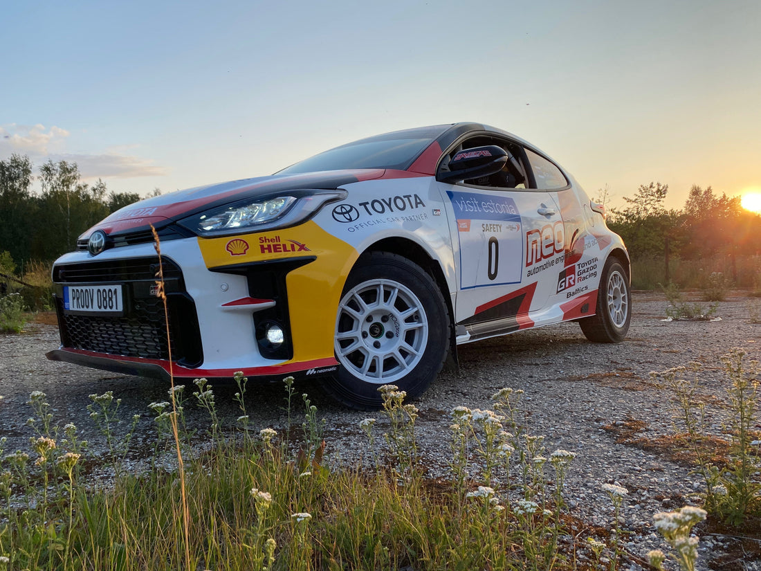 GR Yaris rally car with 15 inch wheels fitted