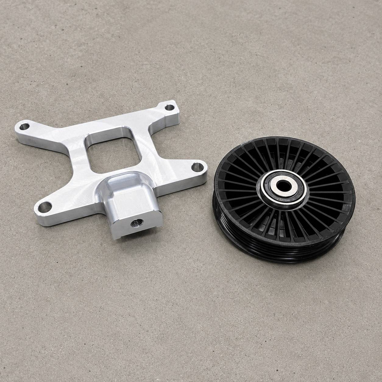 GR Yaris AC delete kit with machined aluminium bracket and replacement pulley