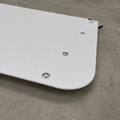 GR Yaris rear suspension guard underside shown in close up detail with rounded anti-wear bolts