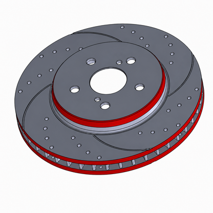 Technical CAD rendering of Neomatic replacement brake disc for the GR Yaris Small Brake Kit