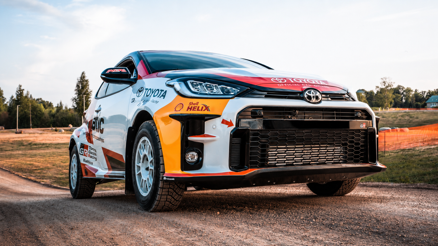 GR Yaris rally car with Neomatic products mounted on a gravel track