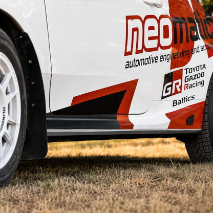 Neomatic White Side Skirt Guard Kit fitted to Toyota GR Yaris showing low-profile side sill protection
