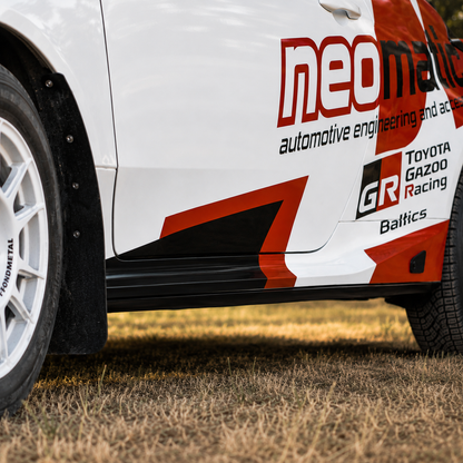 Neomatic Black Side Skirt Guard Kit fitted to Toyota GR Yaris showing low-profile side sill protection