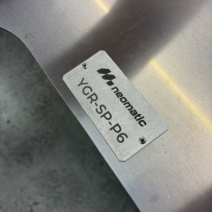 Close up of aluminium product tag on GR Yaris pro skid plate