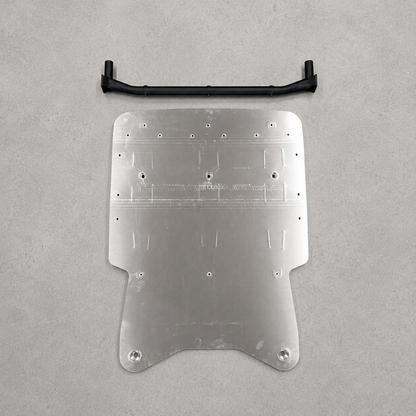 Gen1 GR Yaris skid plate kit including aluminium skid plate and TIG welded mounting bar.