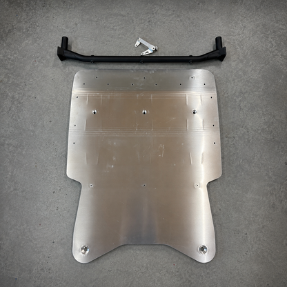 Gen2 GR Yaris skid plate including aluminium skid plate, mounting bar and gearbox cooler relocation bracket