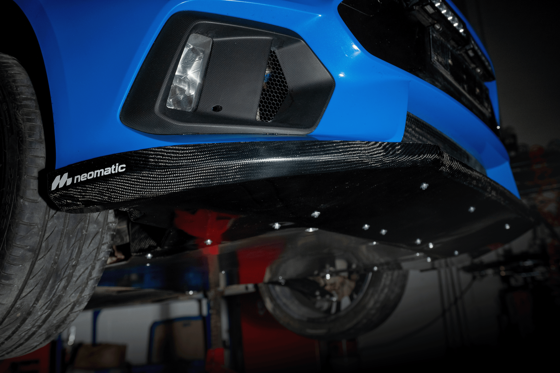 Neomatic Ford Focus RS MK3 Sump Guard Kit installed on a Focus RS
